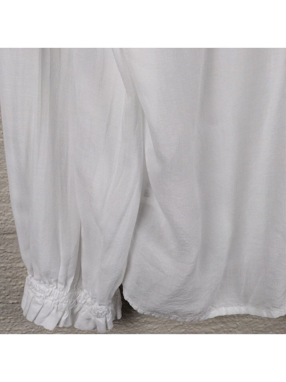 Velvet By Graham & Spencer White Ruffle Tie V-Neck Long Sleeve Sheer Peasant Top - Picture 12 of 14